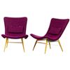 Image 1 : Beech Wood And Upholstery Lounge Chair Pair