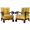 Image 1 : Walnut Wood And Upholstery ArmChair Pair