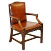 Image 1 : Walnut Wood And Leather ArmChair English