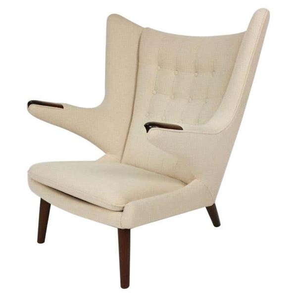 Teak Wood And Fabric Papa Bear Chair