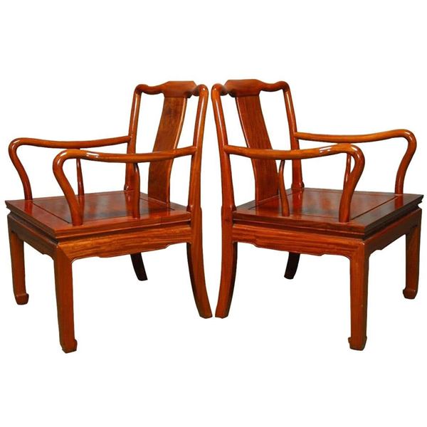Chinese Rosewood ArmChair Pair