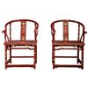 Image 1 : Rare Chinese Lacquer Wood Gilt ArmChair Pair Qing