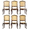 Image 1 : Walnut Wood And Cane Dining Chair Set Louis XV