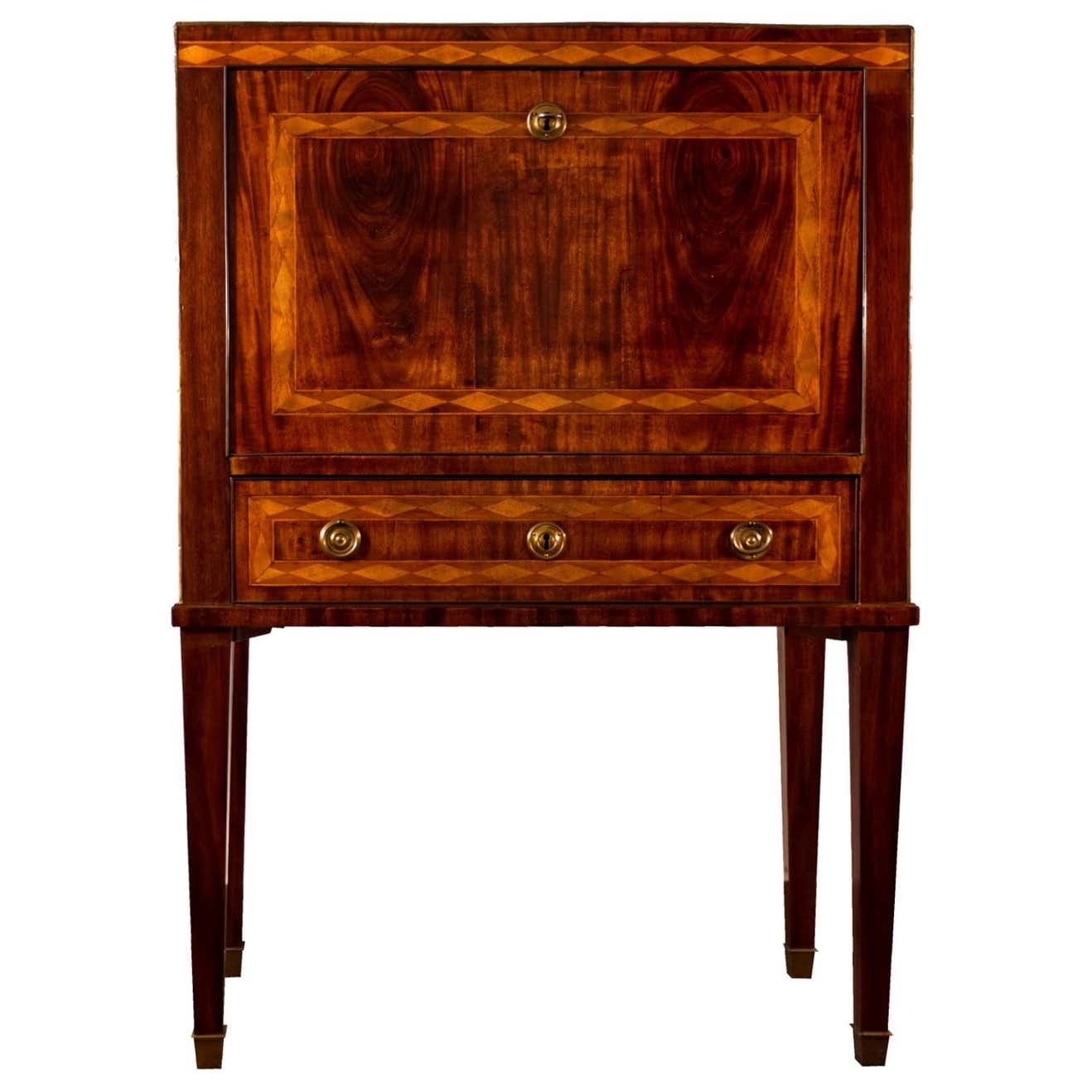 Mahogany Wood And Leather Writing Chest
