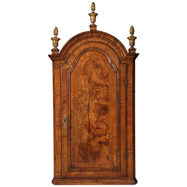 Walnut Wood And Brass Cupboard Queen Anne