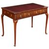 Image 1 : Oak And Walnut Wood With Leather Table Queen Anne