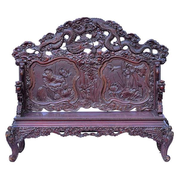 Chinese Elm Wood Emperor Bench Qing