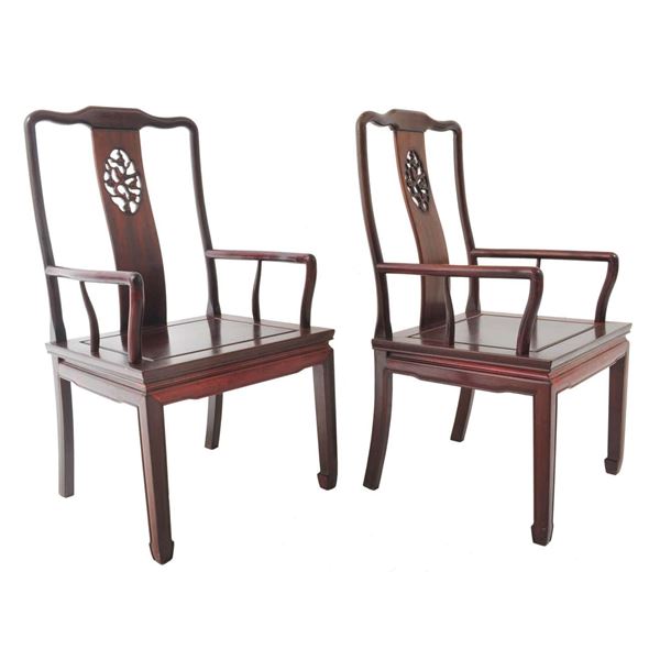 Chinese Rosewood ArmChair Pair Qing