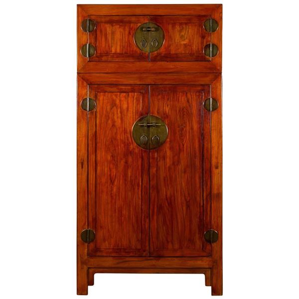 Chinese Elm Wood And Bronze Cabinet Qing