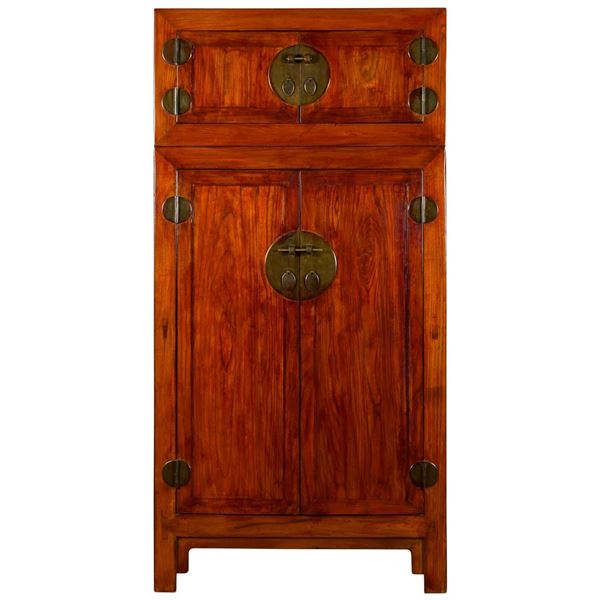 Chinese Elm Wood And Bronze Cabinet Qing