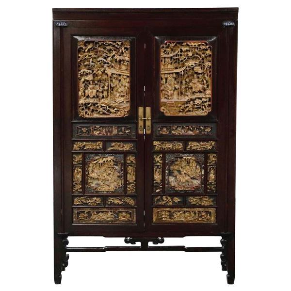 Chinese Rosewood And Brass Cabinet Qing