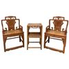 Image 1 : Chinese Elm Wood ArmChair Pair And Table Qing