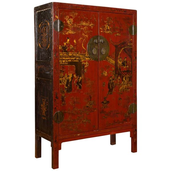 Chinese Lacquer Wood Cabinet Qing