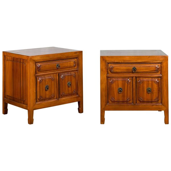 Chinese Elm Wood Chest Pair Qing