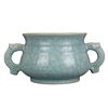 Image 1 : Chinese Light Blue Porcelain Tripod Censer Qianlong Period