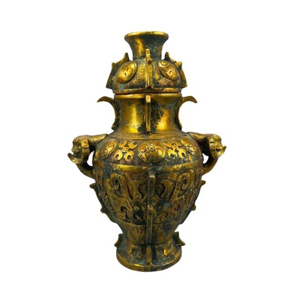 Chinese Gilt Bronze Vase Ming Dynasty