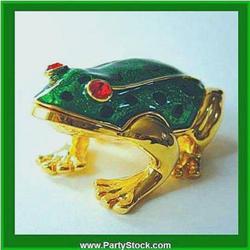 Frog Box Swarovski crystals Gold BOX Toad Jewelry Trinkets