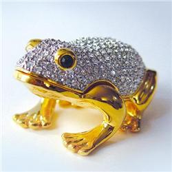 Frog Toad Box Swarovski Crystals Gold Jewelry 24K