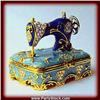 Image 1 : Sewing Machine Box Swarovski Crystals Gold Jewelry Trinket