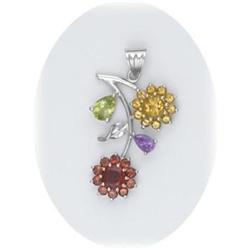 Citrine Garnet Necklace Sterling Silver SOLID