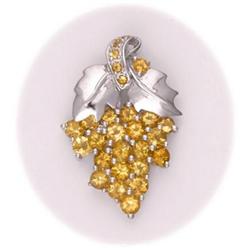 Grapevine Grapes Citrine Necklace Pendant Silver