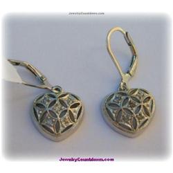 Solid Sterling Silver Heart Earrings Vintage Style