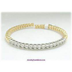 2 Carat Diamond 14K Gold Bangle Bracelet 2Tone