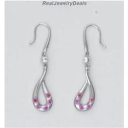 Swarovski Crystal Silver Dangle Drop Earrings Solid NEW