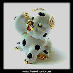 Black White Pig Real Box Swarovski Crystals Gold Jewelry Trinket