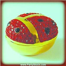 Red Ladybug Box Swarovski Crystals Gold Jewelry Trinket
