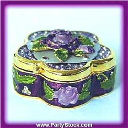 Rose Box Swarovski Crystals Gold Jewelry Trinket