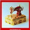 Image 1 : Red Sewing Machine Box Swarovski Crystals Gold Jewelry Trinket