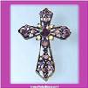 Image 1 : Vintage Cross Pin Brooch  Swarovski Crystals Jewelry