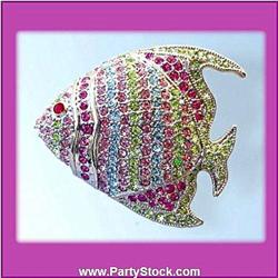 Tropical Fish Pin Brooch Gold Swarovski Crystals Jewelry