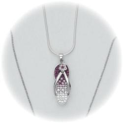 Swarovski Crystals Silver Sandal Necklace Sterling