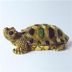 Baby Turtle Tortoise Box Swarovski Crystals Gold Jewelry