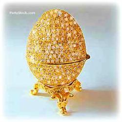 Faberge Egg Ring Box Swarovski Crystals Gold Jewelry
