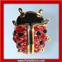 Ladybug Pin Gold Swarovski Crystals Brooch Jewelry