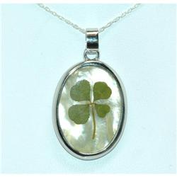 Silver Four Leaf Clover Necklace LUCKY IRISH Sterling