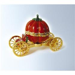 Cinderella Pumpkin Box Swarovski Crystals Gold Jewelry