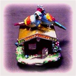 Love Birds Box Swarovski Crystals Gold Jewelry Lovebirds