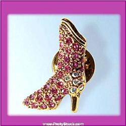 Ladies Boot Pin Brooch Gold Swarovski Crystals Jewelry