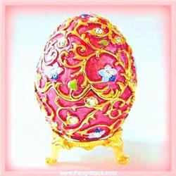 Faberge Pink Faberge style Egg Box (with removeable ring insert)  Swarovski Crystals Gold Jewelry Tr