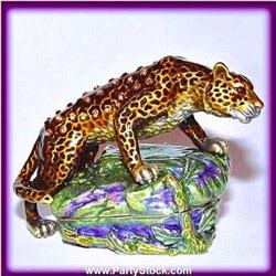 Leopard Jaguar Box Swarovski Crystals Gold Jewelry Trinket