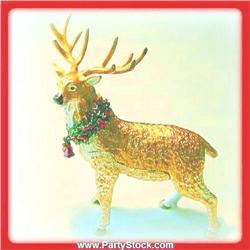 Reindeer Christmas Box Swarovski Crystals Gold Jewelry