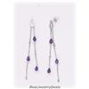 Image 1 : Genuine Amethyst DANGLING Earrings DROP LONG NEW