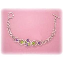 Sterling Silver Bracelet Peridot Amethyst REAL