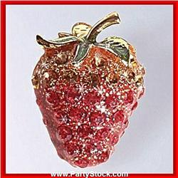 Strawberry Pin Brooch Gold Swarovski Crystals Jewelry