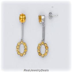 Sterling Silver Citrine Drop Dangling Earrings