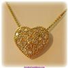Image 1 : Puffy Heart Necklace Simulated Diamonds Gold NEW